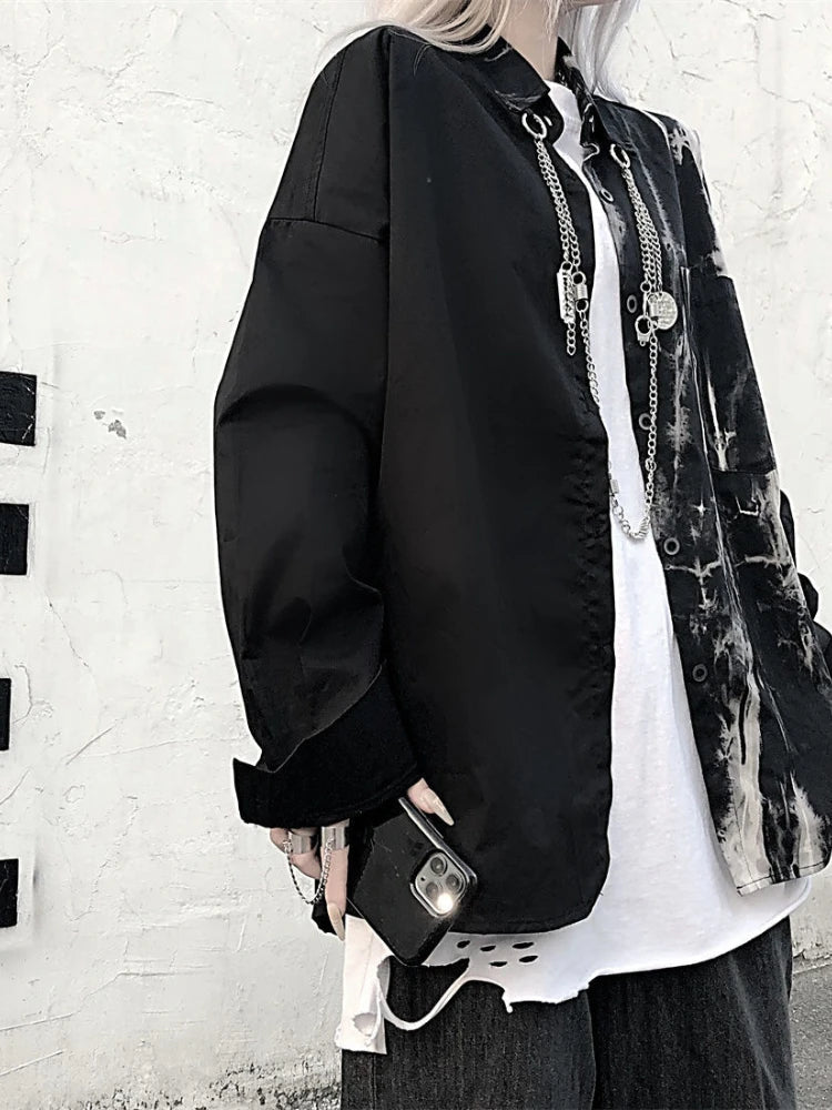 Dark Tie-dye Baggy Blouse