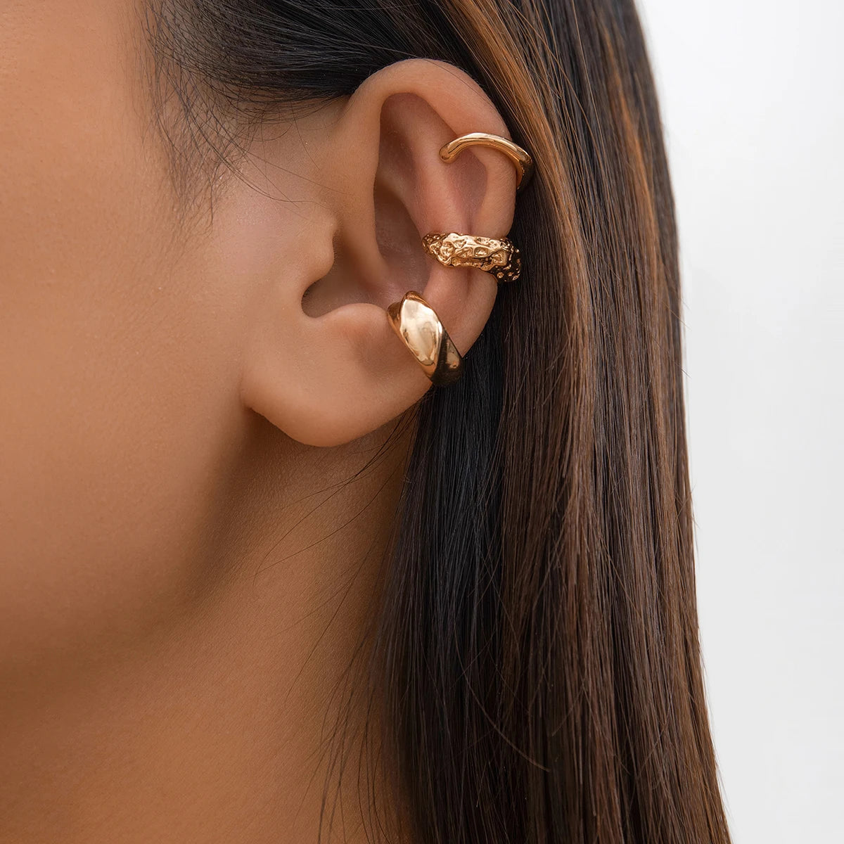 Chunky Metallic No Piercing Clamp Ear Cuff Earring
