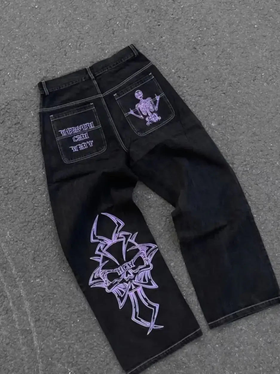 Vintage Gothic Skull Embroidered Trouser
