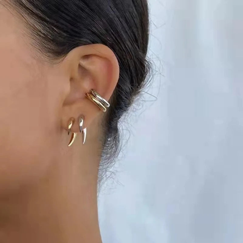 Bohemian Gilded Silvery Lunar Horn Stud Earring
