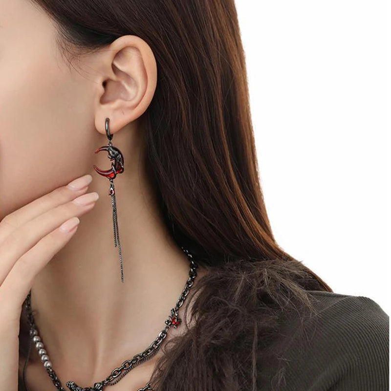 Dark Black Skull Awl Rock Declaration Earring