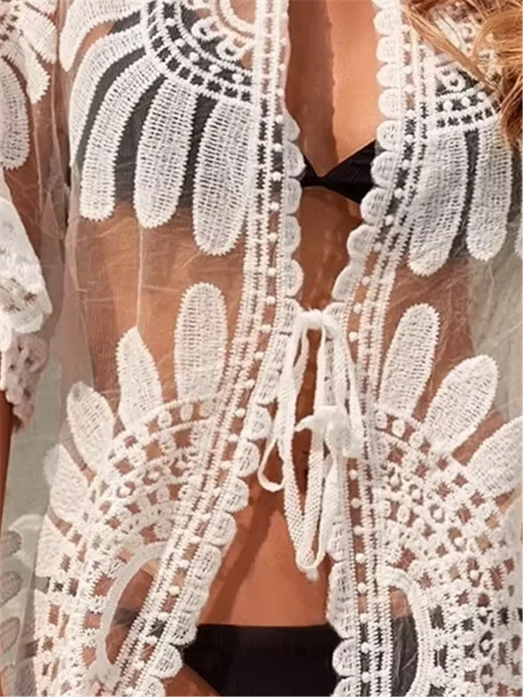 Lace Flower Bikini Cover Up