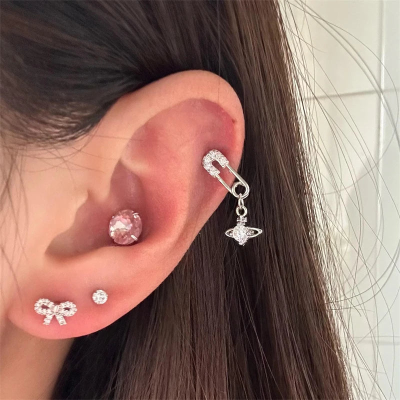 Shiny Saturn 316L Stainless Steel Stud Earring