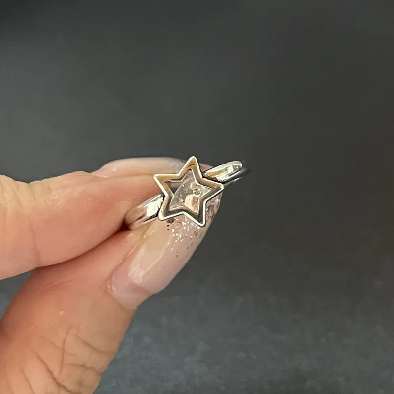 Kpop Dark Geometric Gothic Star Ring