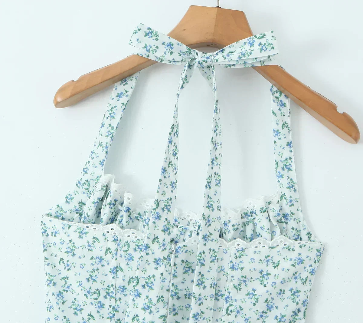Floral Halter Neck Bow Fit and Flare Midi Dress - View 6