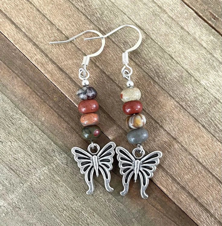 Antique Heart Thorns Spike Chain Dangle Earring