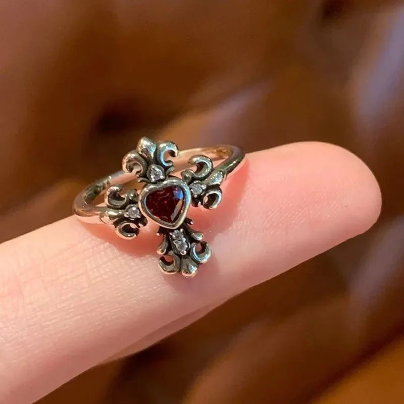 Antique Mysterious Crimson Crystal Cross Band