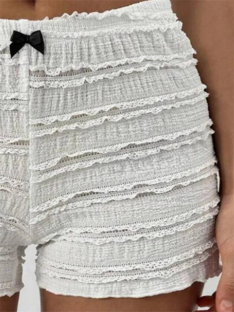 Lace Bow Patchwork Stretch Short