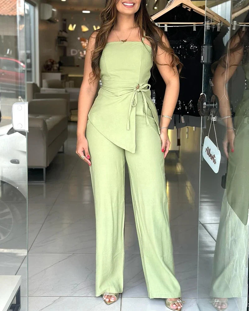 Elastic Camisole Wide Leg Suit