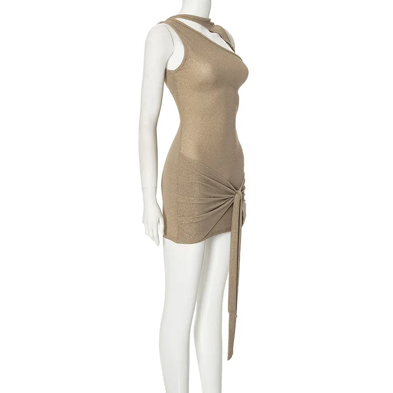 Halter Neck Cut Out Wrap Tie Waist Bodycon Mini Dress - View 7