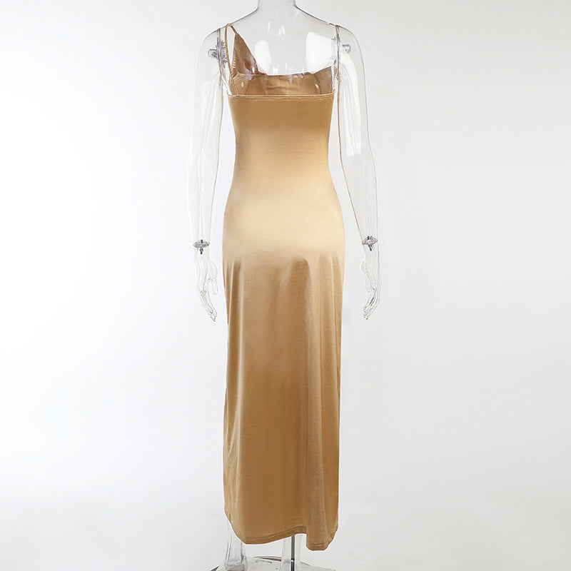 Split Gold Strapless Party Dresses 12