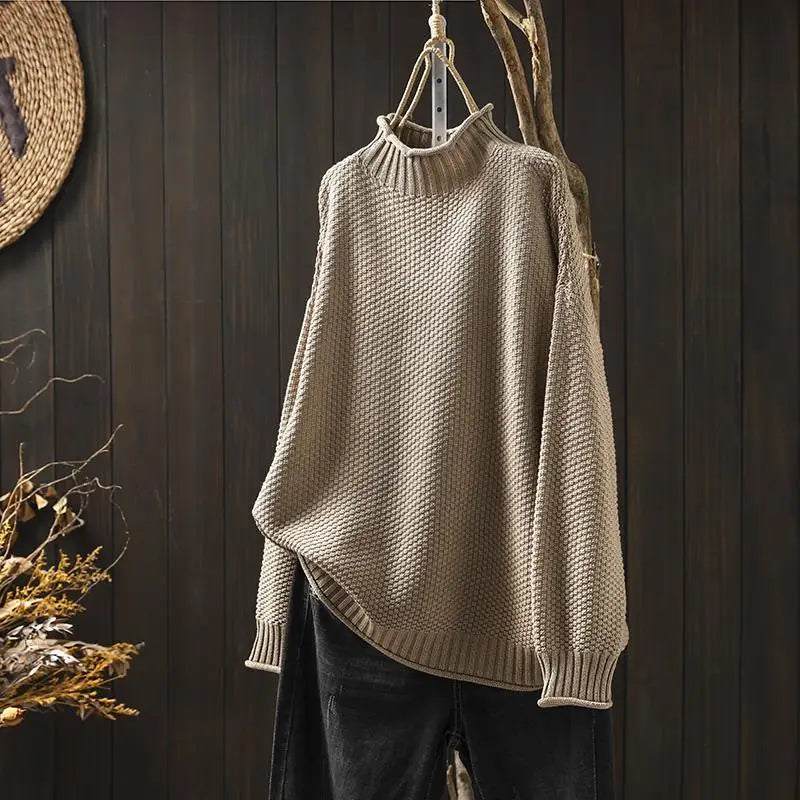 Mock Neck Long Sleeve Chunky Knit Sweater 12
