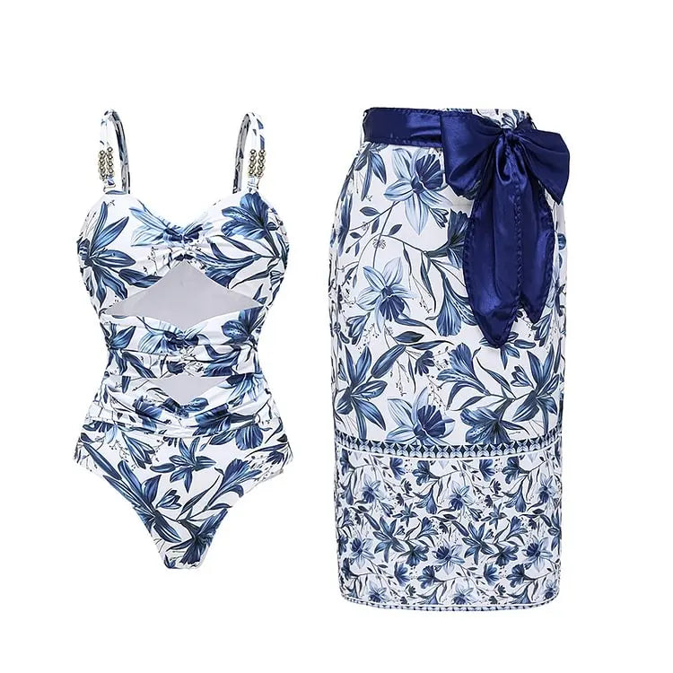 Vintage Printed Sarong Two Piece Set