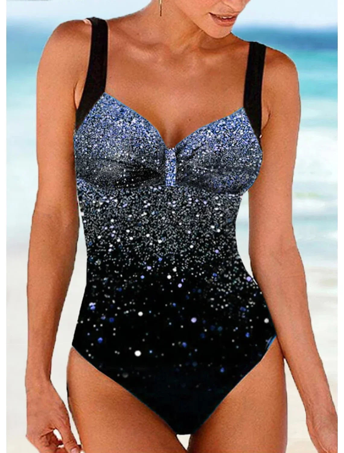 Glitter Halter Printed One Piece Set