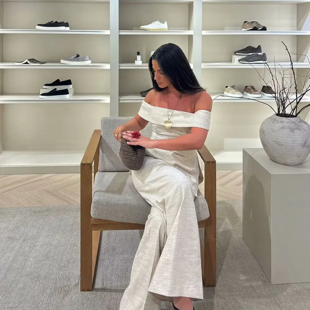 Khaki Backless Zipper Corset Two Piece Pants Set - Fashionpara