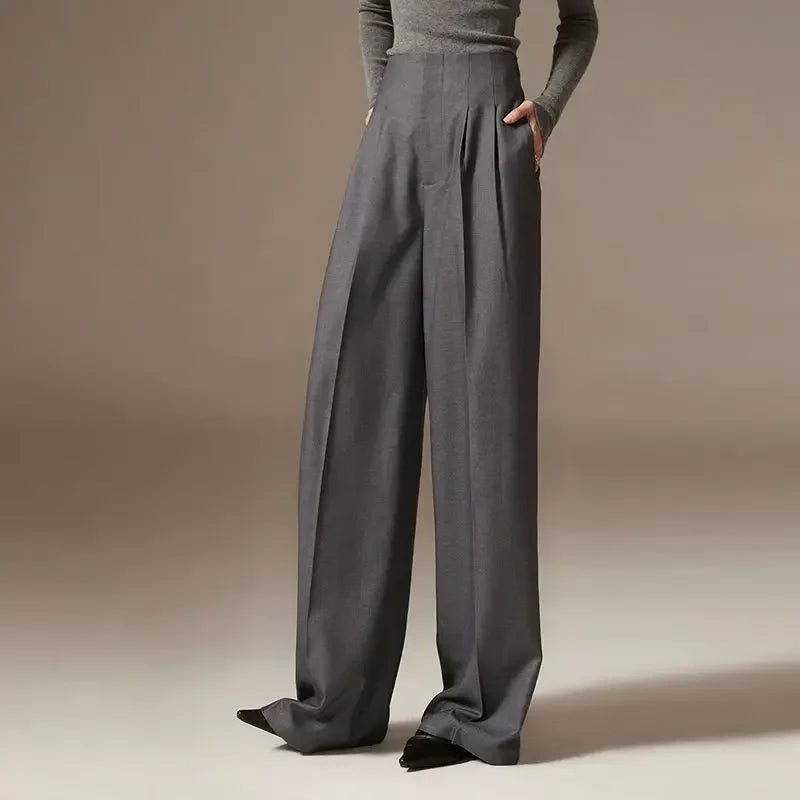 Draped Tight Waist Wide Leg Pant