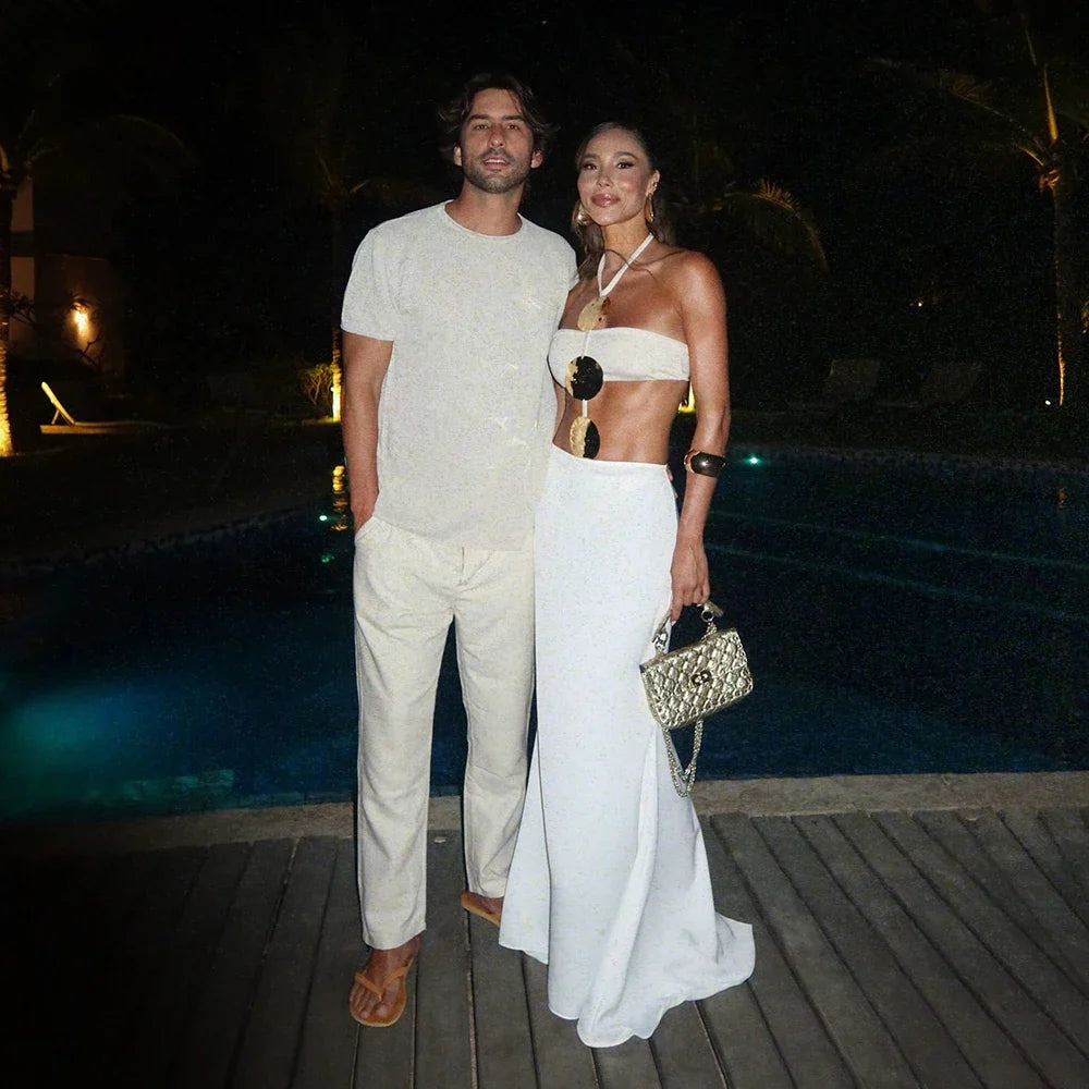 Mesh Dress White Two Piece Bikini Set