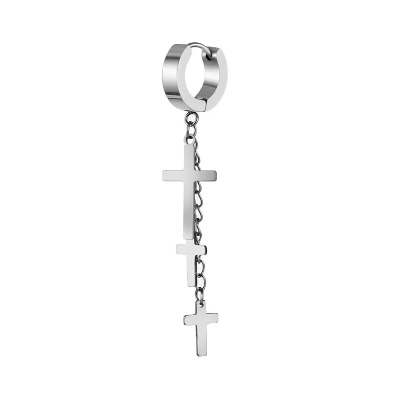 Genderless Punk Cross Fringe Chain Clip Earring