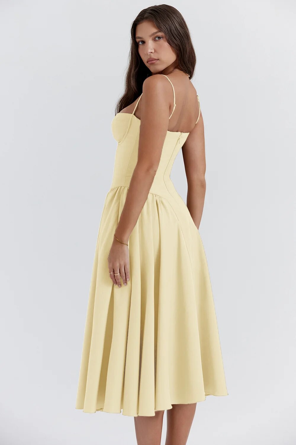 Corset Sweetheart Spaghetti Strap Fit and Flare Midi Dress - View 18