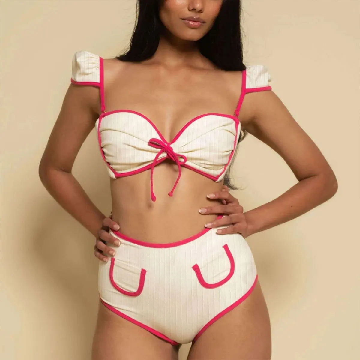 Strappy Backless Ruffle Bikini Set