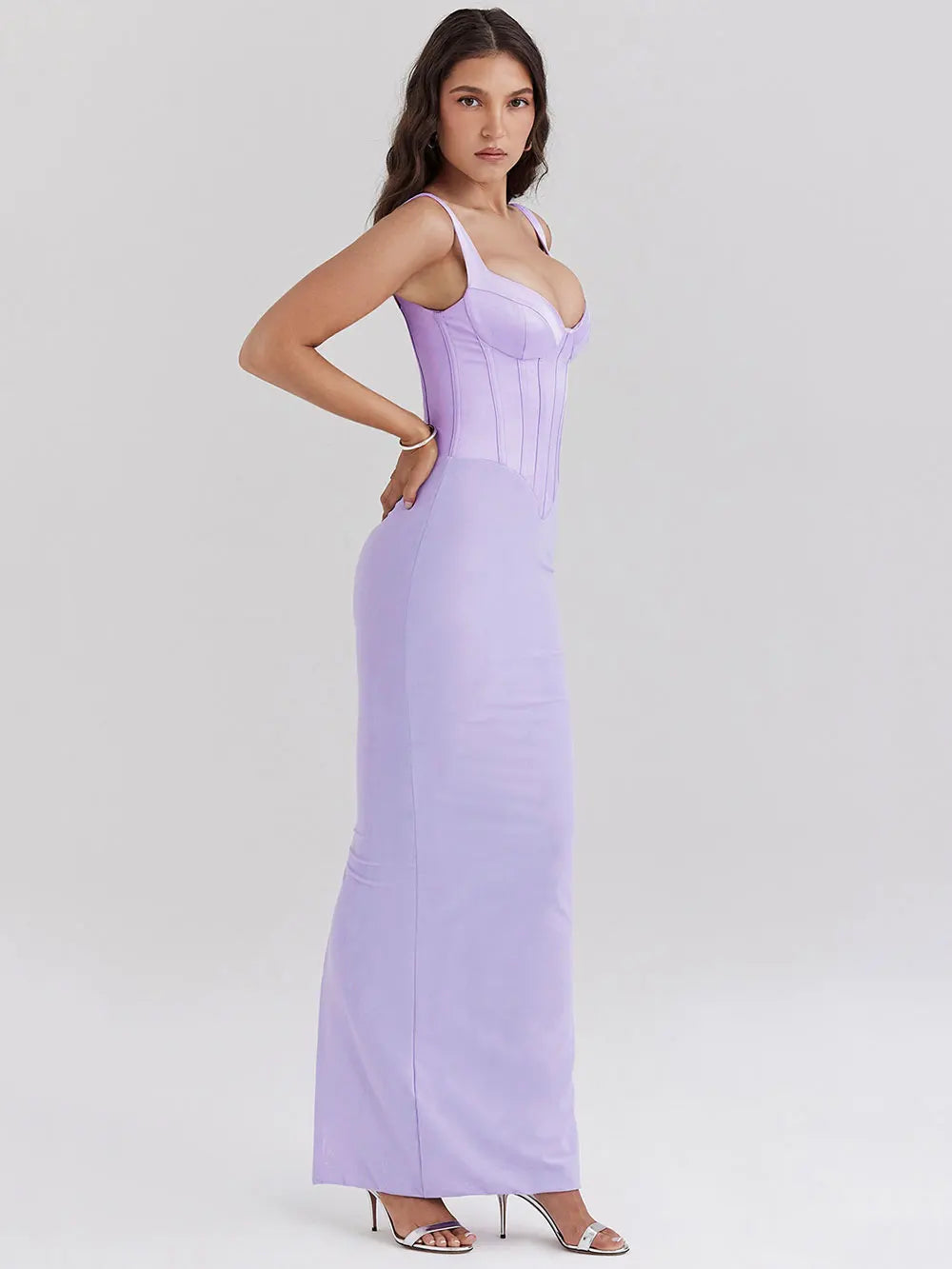 Satin Camisole Sleeveless Bodycon Long Dress - View 2