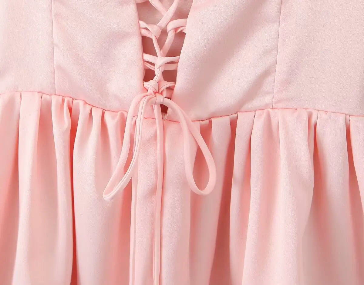 Tie Shoulder Bustier Lace Up Corset Back Mini Party Dress - View 14