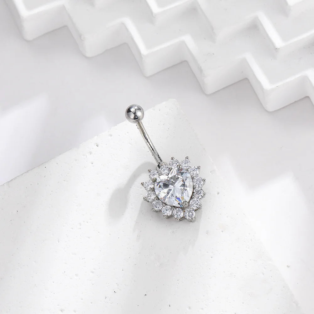 Gothic Heart Dangle Butterfly Belly Ring