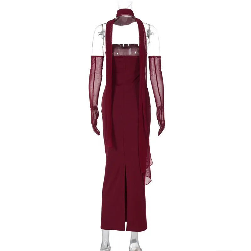 Strapless Ruched Bodycon Maxi Gown - View 15