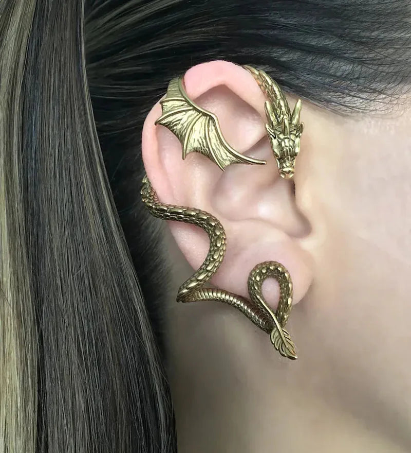 Dark Dragon Envelop Vintage Creature Post Earring