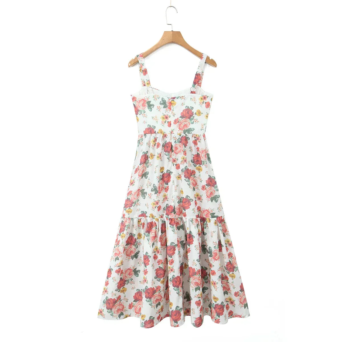 Floral Sweetheart Corset Tiered Ruffle Midi Dress - View 4