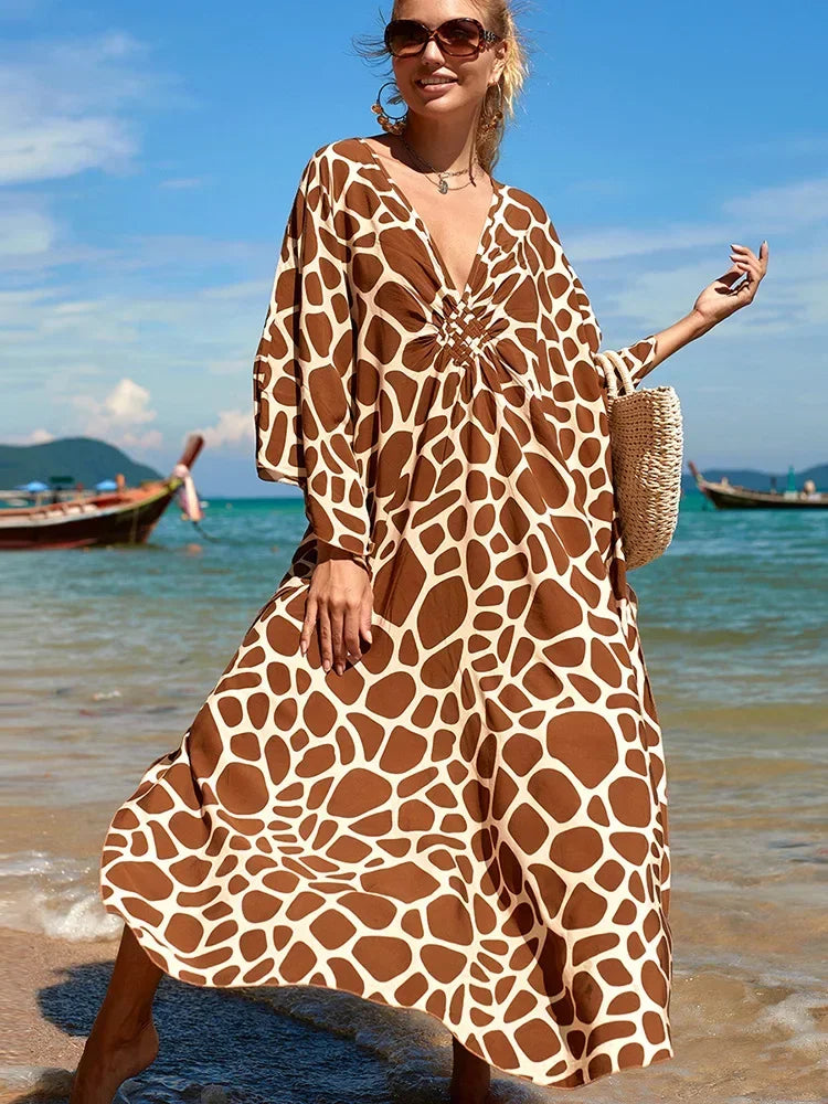 Zebra Stripes Long Dress Cover Up