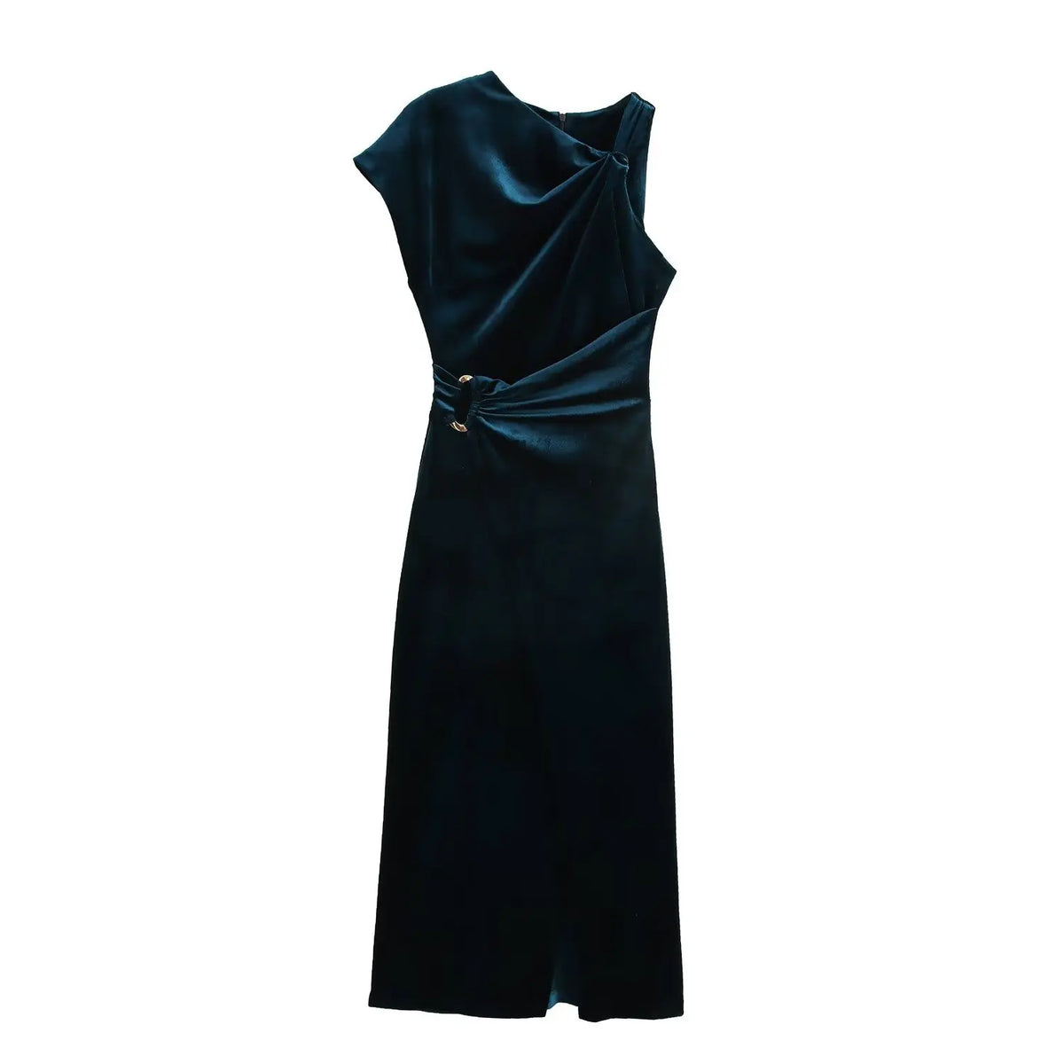 Asymmetric Sleeveless Velvet Dress - View 2
