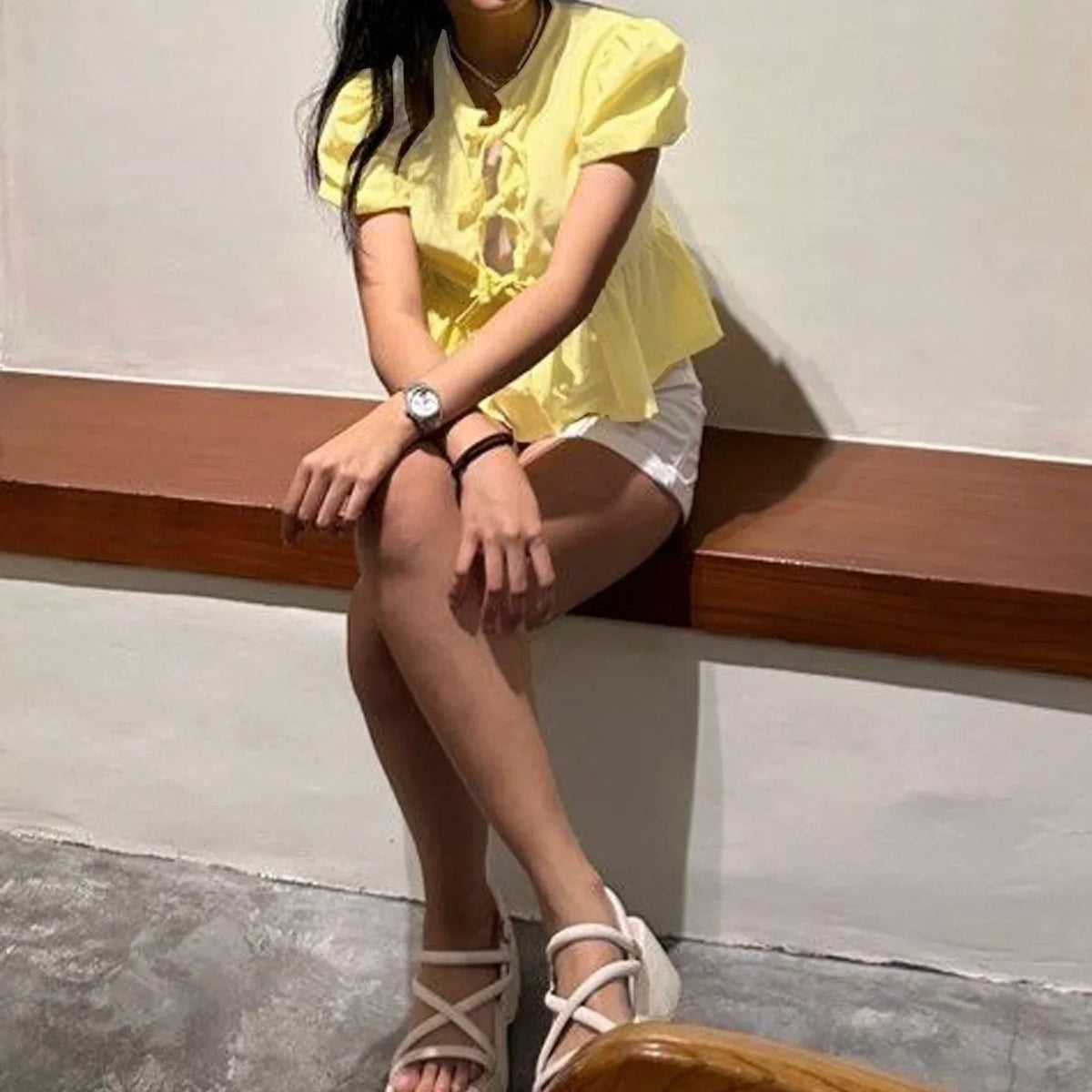 Elegant Peplum Puff Sleeve Blouse