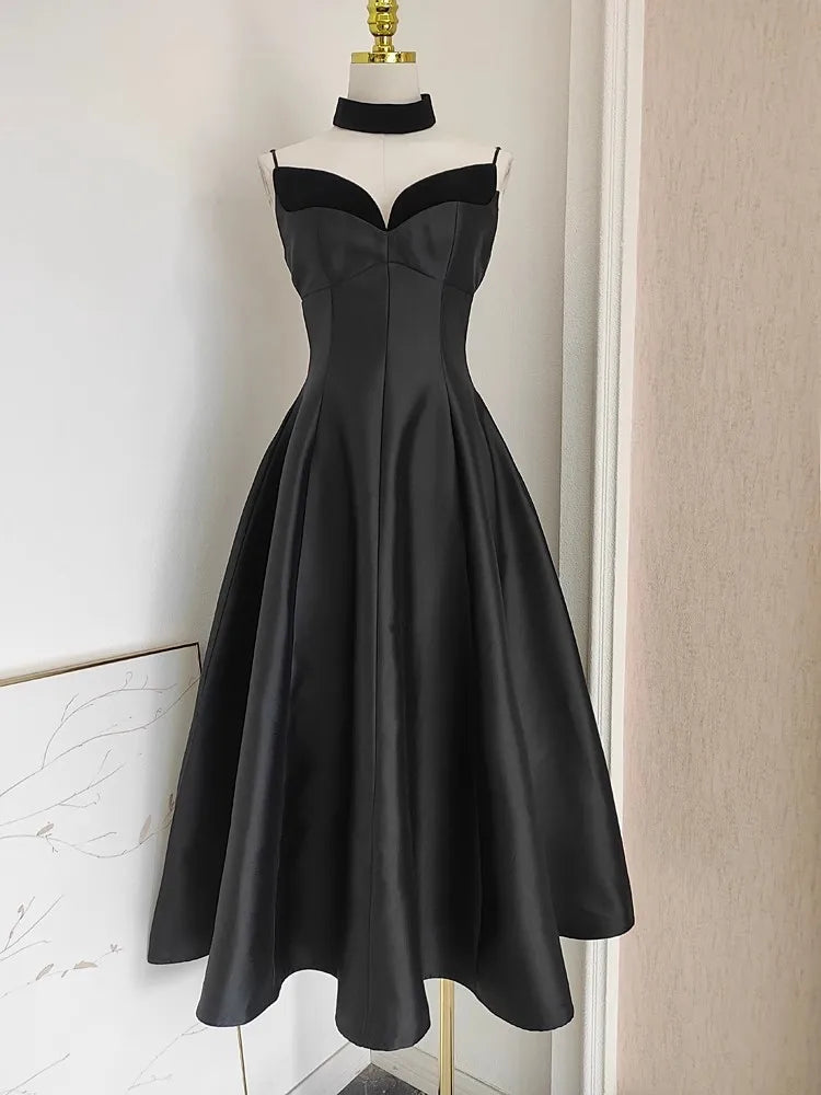 Satin Sweetheart Spaghetti Strap Fit and Flare Midi Dress - View 10