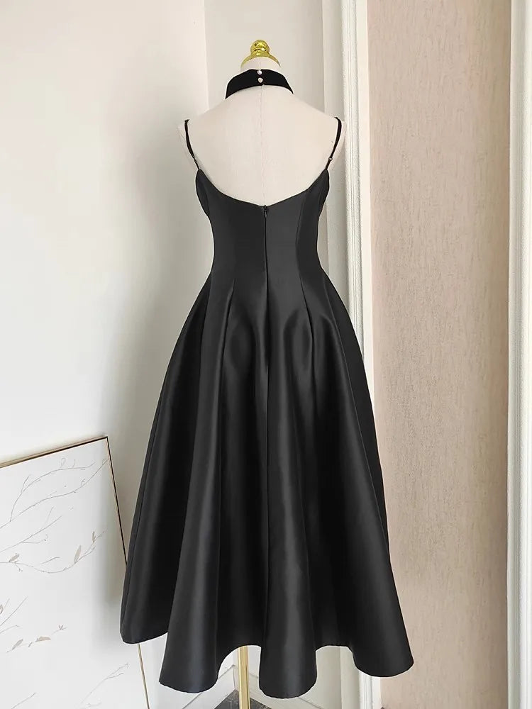 Satin Sweetheart Spaghetti Strap Fit and Flare Midi Dress - View 12