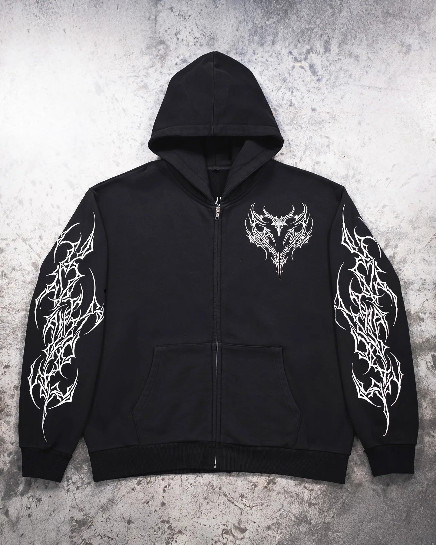 Vintage Y2K Graphic Gothic Zipper Hooded Sweatshirt