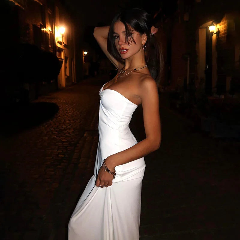 Keyhole Cut-Out Strapless Bodycon Maxi Dress