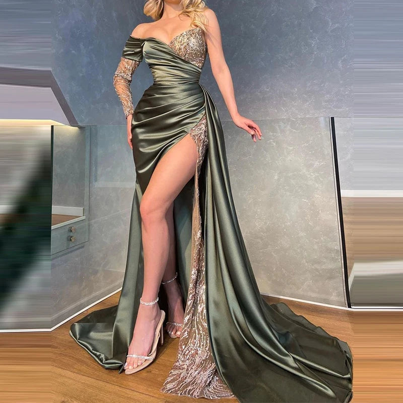 Elegant Off Shoulder Lace Evening Dress for Special Occasions - Fashionpara