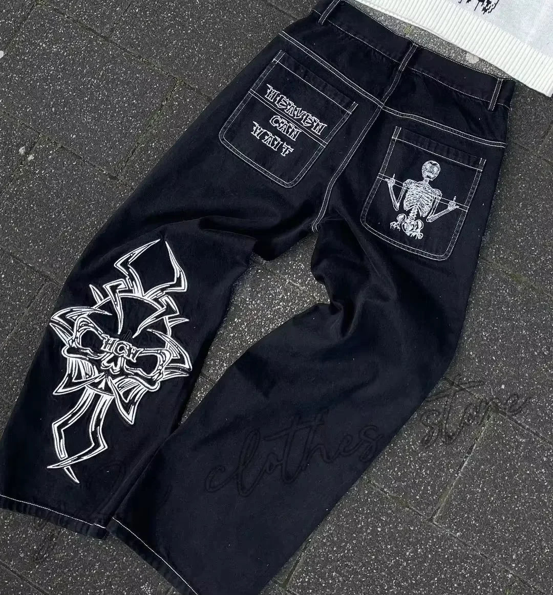 Vintage Gothic Skull Embroidered Trouser