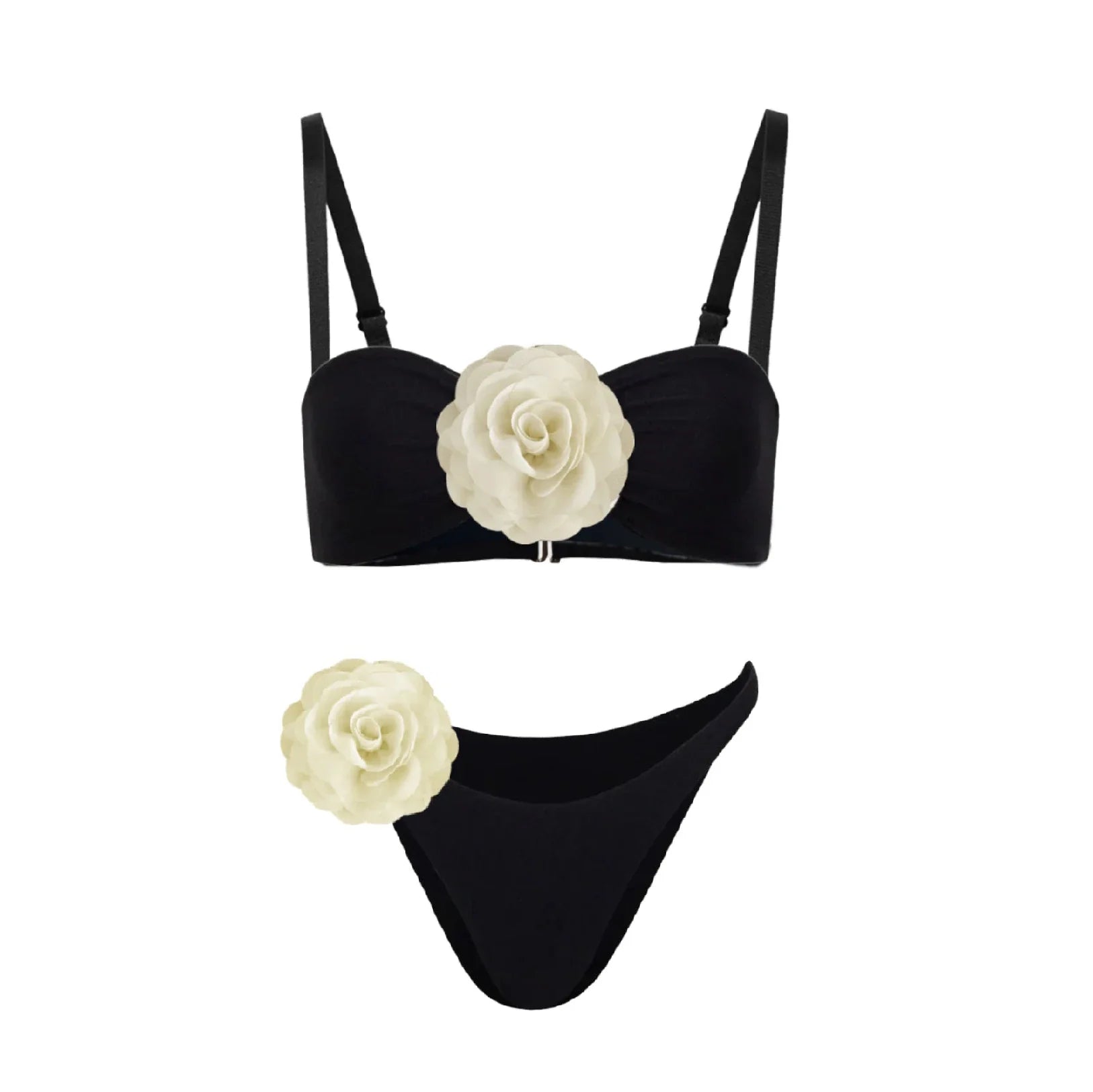 3D Floral Halter Bikini Set