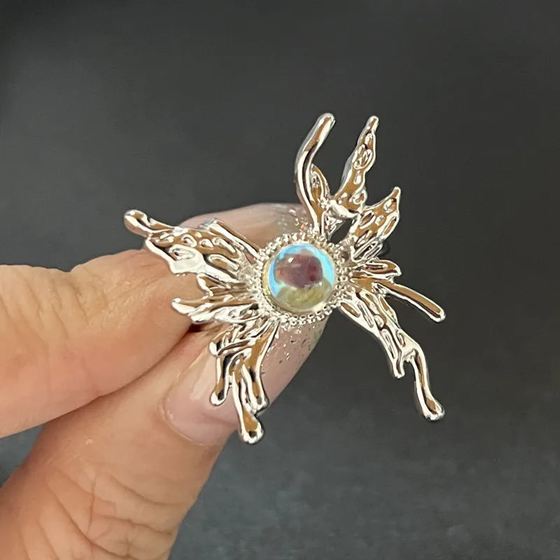 Kpop Dark Geometric Gothic Star Ring