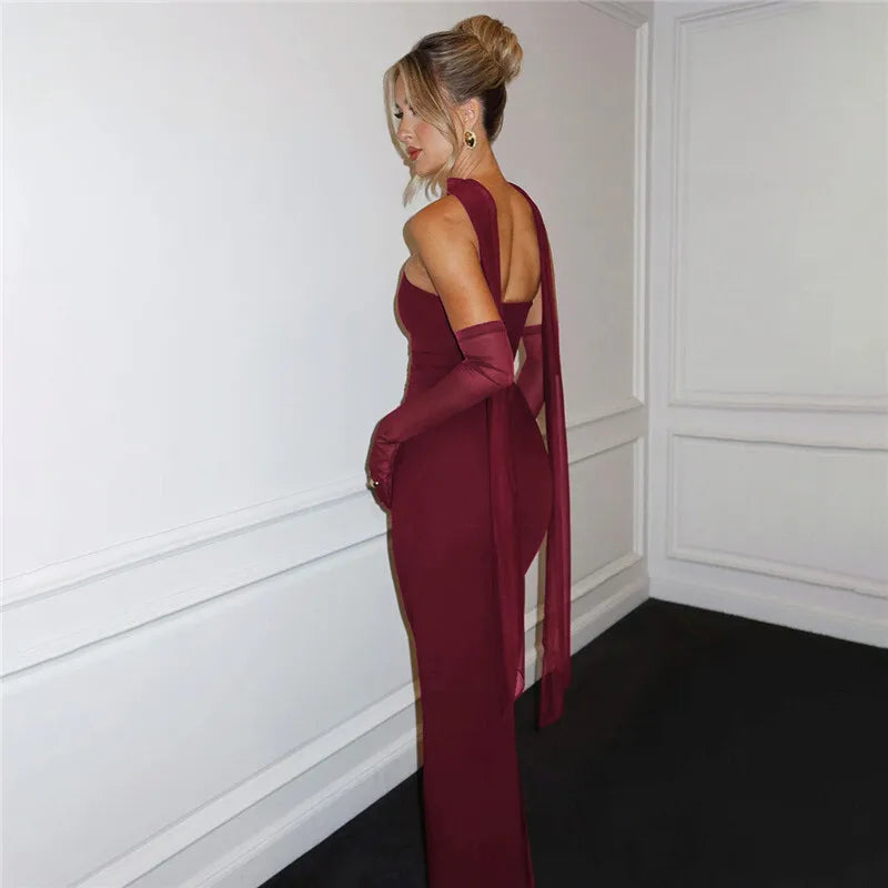 Strapless Ruched Bodycon Maxi Gown - View 6