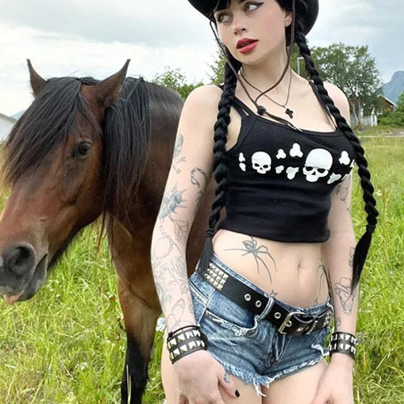 Skull Print Crop Top