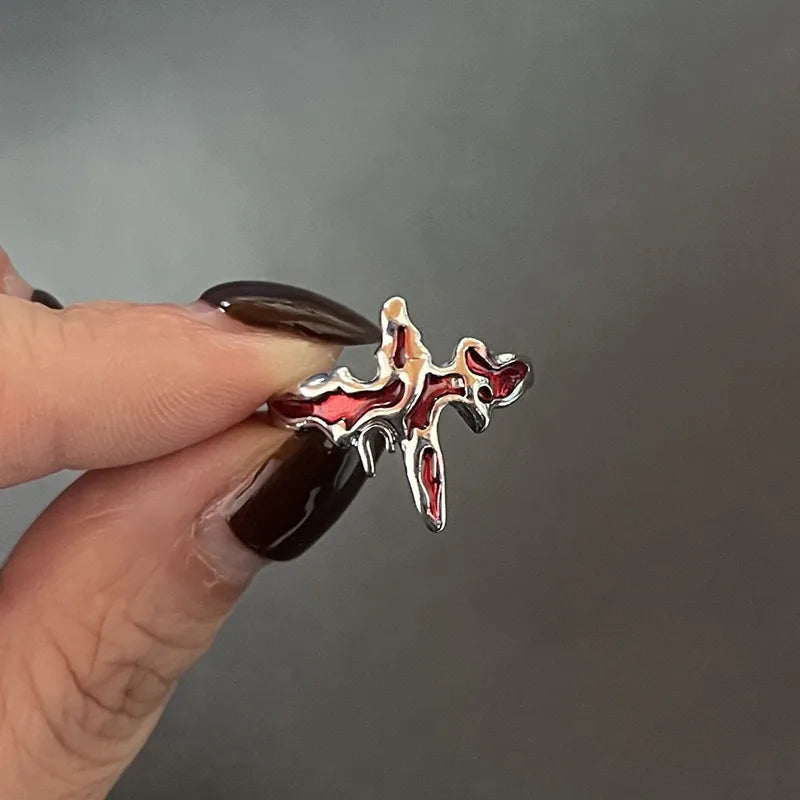 Kpop Dark Geometric Gothic Star Ring