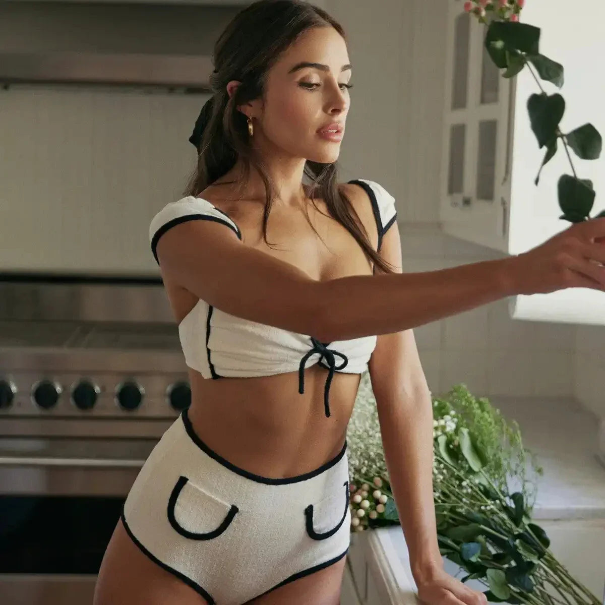 Ribbed Bandage High Cut Bikini Set