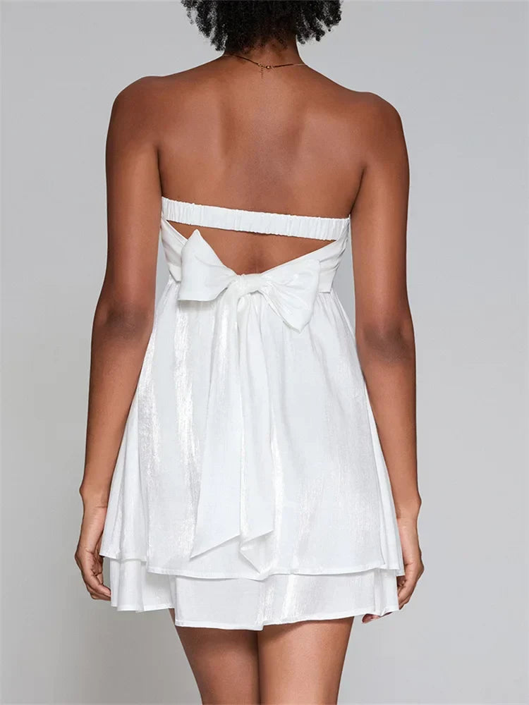 Solid Strapless High-Waist Mini Dress
