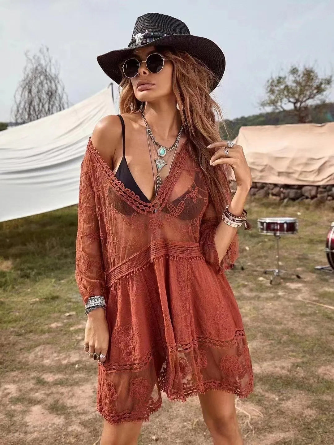 Lace Bikini Cover Up Beach Dress