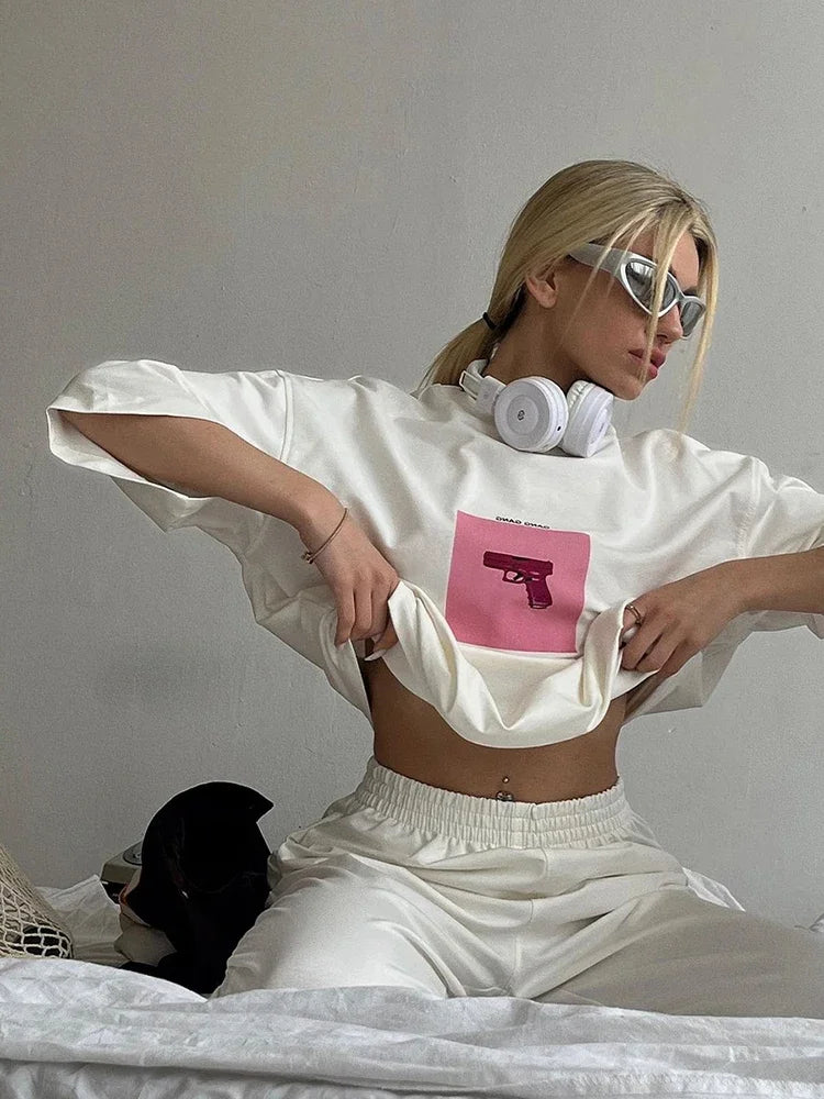 Oversized Graphic Cotton Crewneck T-shirt