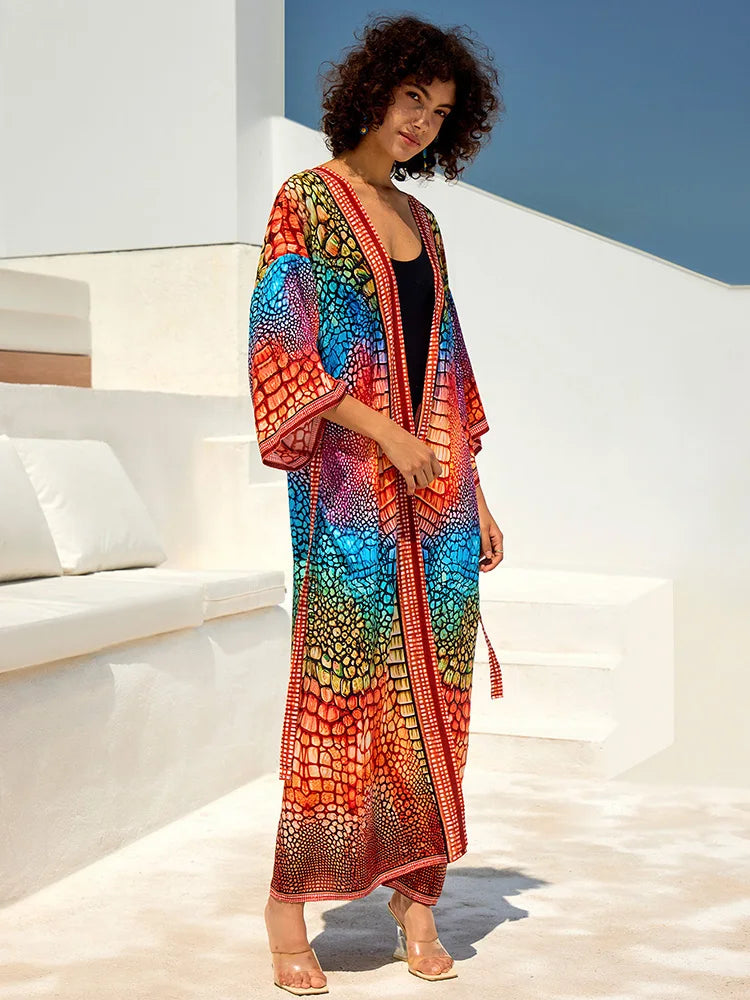 Printed V-Neck Plus Size Cover Up