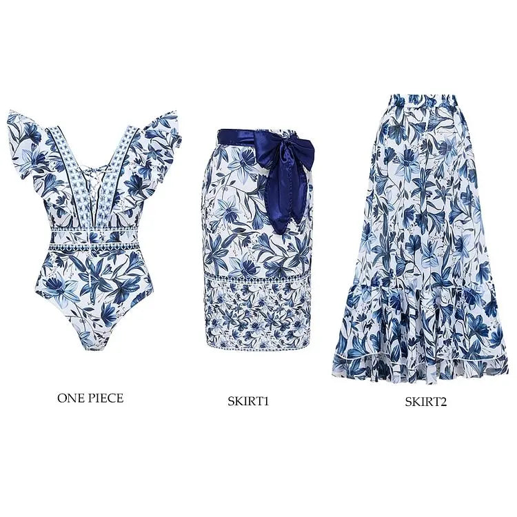 Vintage Printed Sarong Two Piece Set